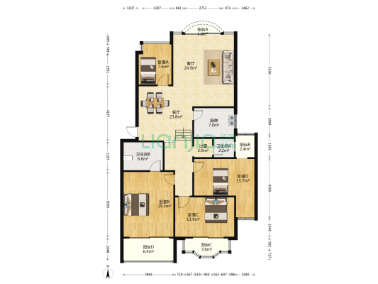 丹桂雅苑 4室2厅2卫 154平方