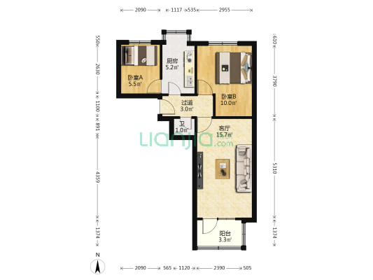 弘顺居 2室1厅1卫 55平方