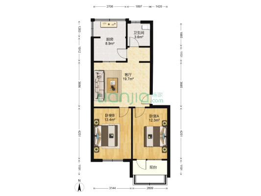 车站北街 2室1厅1卫 74平方