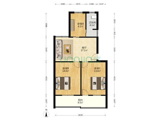 新宁小区 3室1厅1卫 75平方