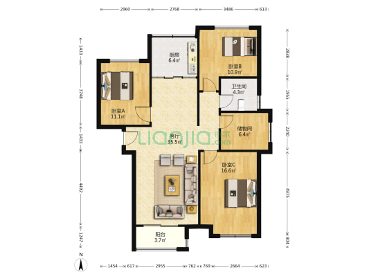 祥源文旅城祥云府 3室1厅1卫 121平方