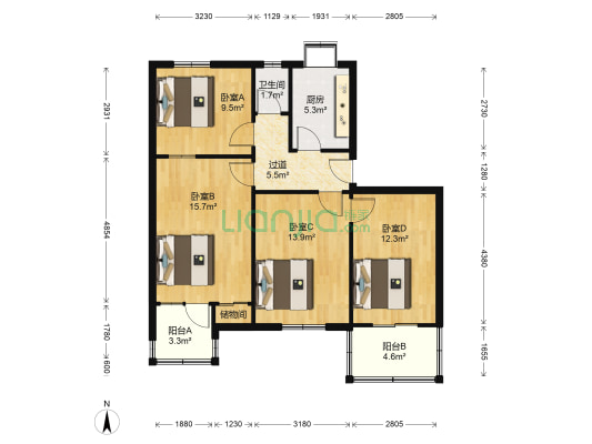 建国小经五路9到16号 4室0厅1卫 89平方