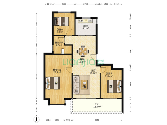 仁恒公园世纪 2室2厅0卫 114平方