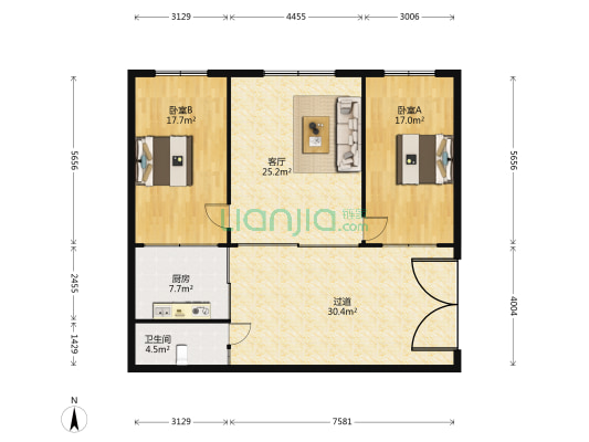 胜利新村 2室1厅1卫 121平方