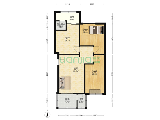 惠州市河南岸江南新村 2室2厅2卫 90平方