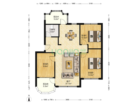 银晖新邨 3室1厅1卫 101平方