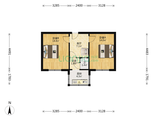 春阳路宿舍楼 2室1厅1卫 52平方
