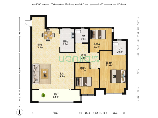 交投祥生上湖轩 3室2厅2卫 121平方