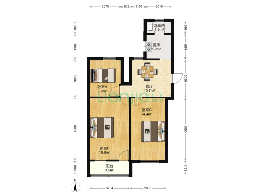 乐天巷 3室1厅1卫 75平方