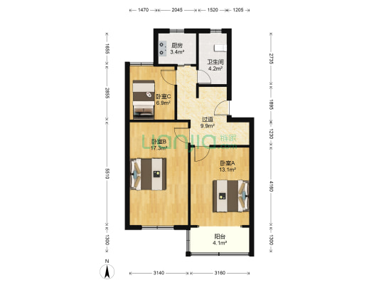 金杨新村十一街坊 3室0厅1卫 73平方