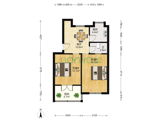 石榴坊 2室1厅1卫 57平方