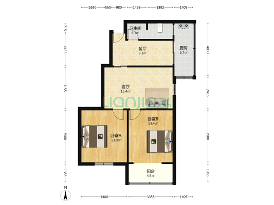 铜沛路95号 2室2厅1卫 84平方