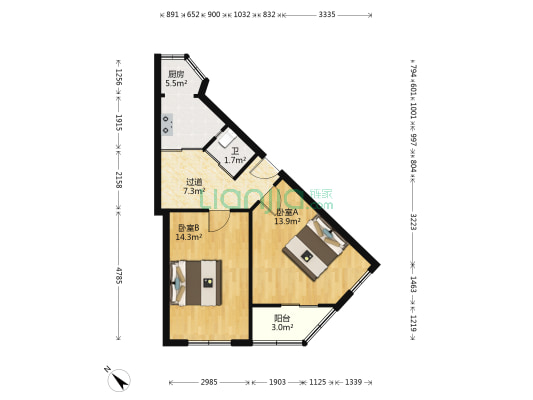 建大四小区 2室0厅1卫 60平方