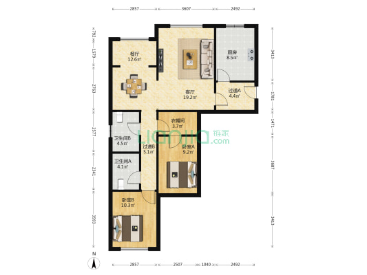 轩盛润邸 2室2厅2卫 105平方