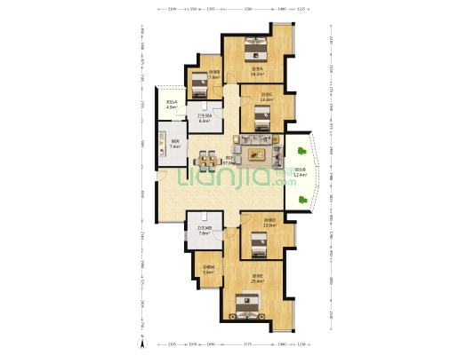 南湖明珠 5室1厅2卫 200平方