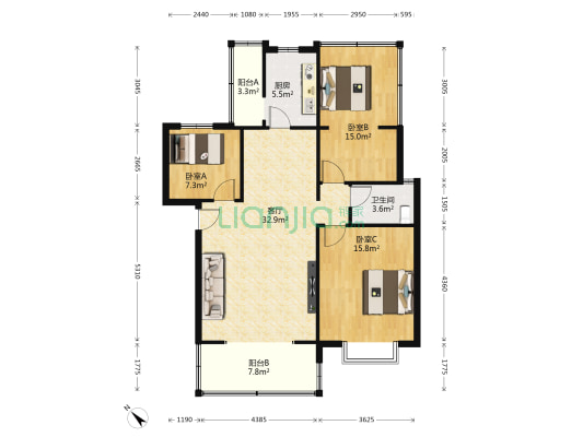 上品东城 3室1厅1卫 97平方