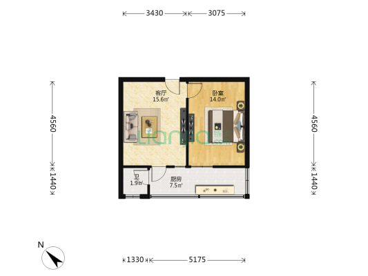 包家巷77号 1室1厅1卫 47平方