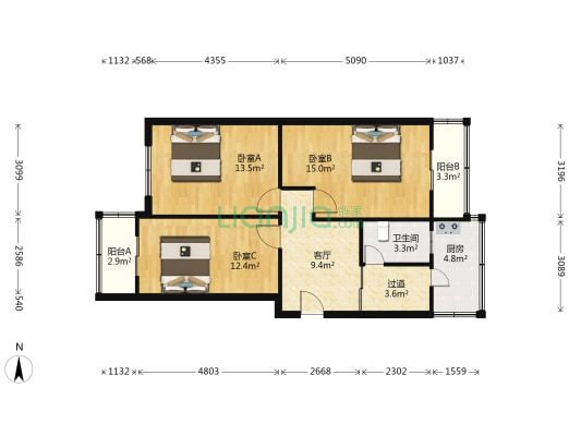 宾馆路35号 3室1厅1卫 86平方