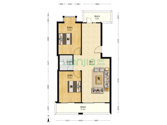 景怡公寓 2室1厅1卫 101平方