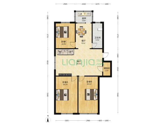 大治路14号 3室2厅1卫 110平方