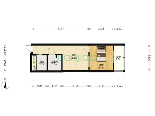 幸福南里 1室1厅1卫 43平方