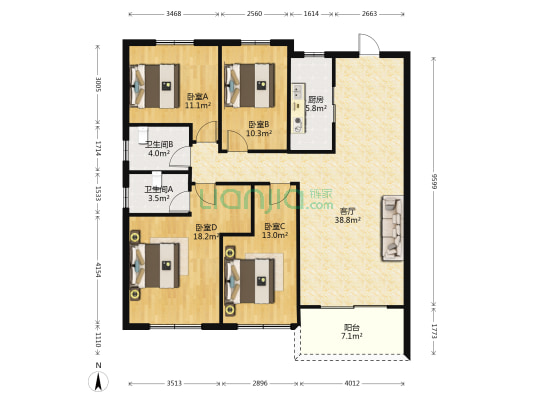 驿城碧桂园二期汇景峰 4室1厅2卫 139平方
