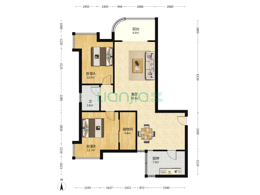 三王丽都 2室1厅1卫 112平方