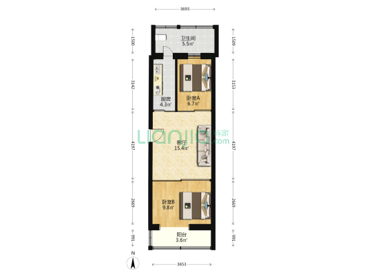房山区委党校小区 2室1厅1卫 50平方