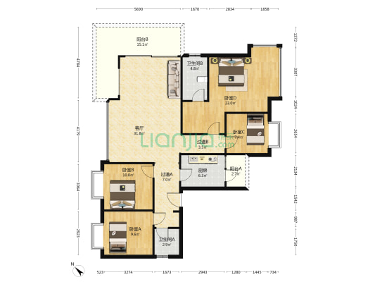 兴城人居云山府 4室1厅2卫 144平方