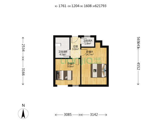 北园路4-10（双号）、果园路11号 2室0厅2卫 41平方