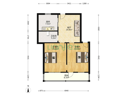 梅里弄散盘 2室1厅1卫 82平方