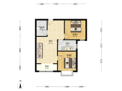 涿州钻石商圈玫瑰大街，电梯两居-涿州惠友康庭二期户型图