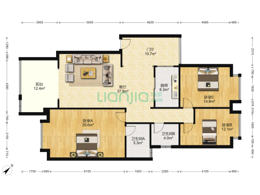 蜀源国都 3室1厅2卫 132平方