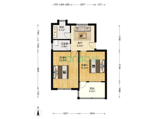 银秀苑 2室1厅1卫 58平方