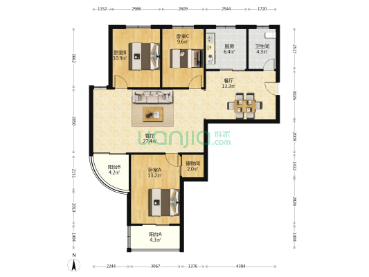 星悦苑 3室2厅1卫 111平方