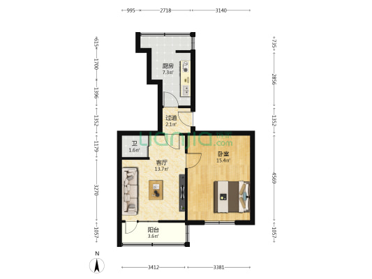 长青公司家属院（大众巷） 1室1厅1卫 49平方