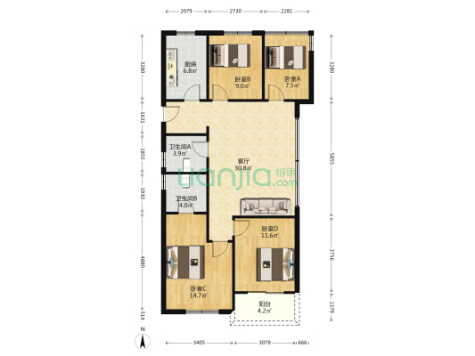 尚悦府三期 4室1厅2卫 121平方