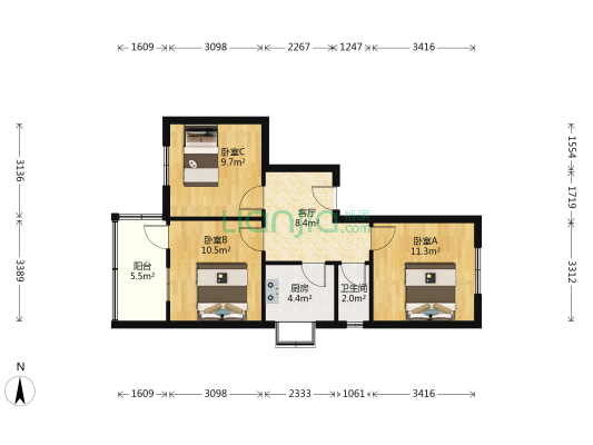 经五路320号 3室1厅1卫 63平方