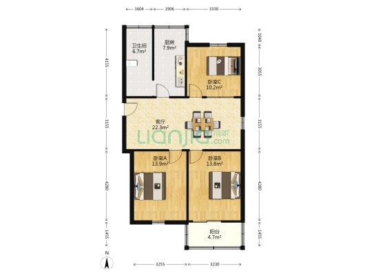 南园路11号小区 3室1厅1卫 94平方