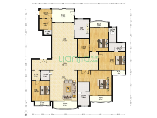 星河湾1号园 4室2厅5卫 300平方