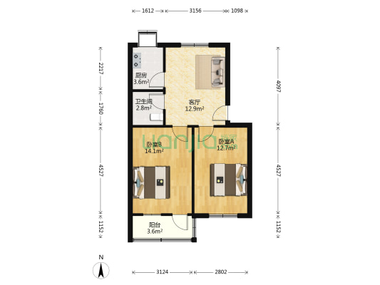 江宏小区 2室1厅1卫 62平方