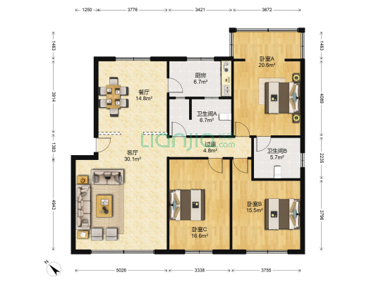 稽征所小区 3室2厅2卫 143平方