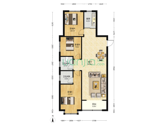 圣水湖畔明珠 3室1厅2卫 130平方