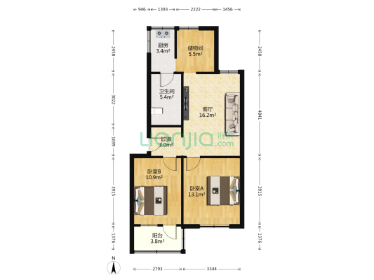 无线电一厂 2室1厅1卫 73平方