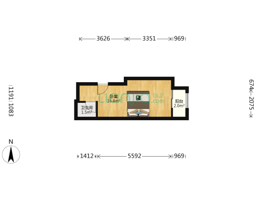 红桂皇冠 1室0厅1卫 30平方