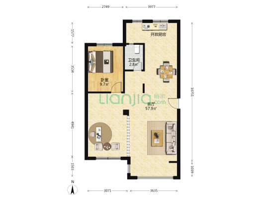 长河悦湖 1室1厅1卫 98平方