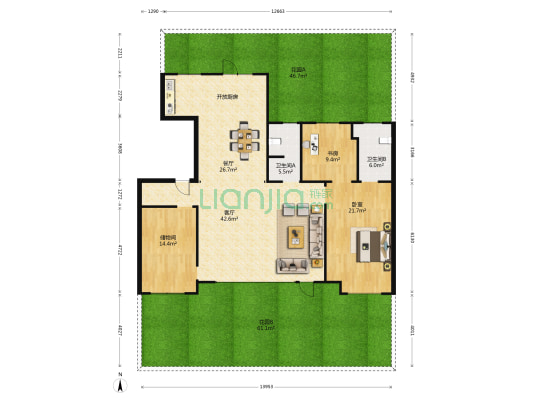 万科滨江九里 2室2厅2卫 158平方