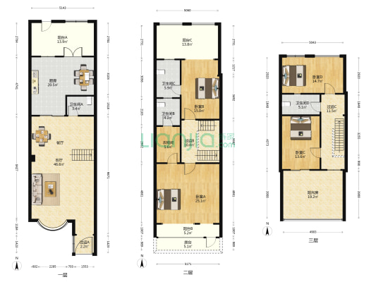 鸿泰花园别墅 4室1厅4卫 183平方