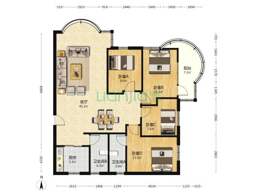 广昌楼 4室1厅2卫 125平方