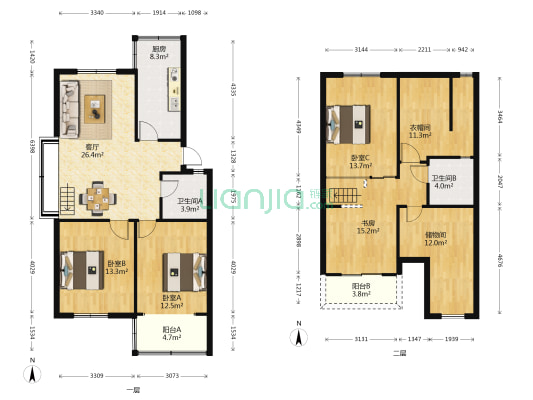 钱家村 4室1厅2卫 129平方
